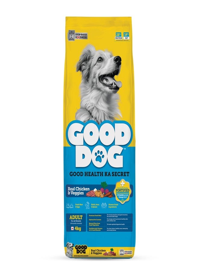 Good Dog Adult Dry Dog Food | Oven Baked | Real Chicken & Eggs | 4 Kg | High-Protein | High Palatability | Nutritionally Formulated with Vitamins & Minerals | Indian Herbs | Suitable for All Breeds - Image 1